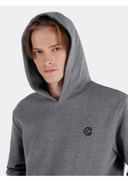 Regular Fit Kapüşonlu Antrasit Erkek Sweatshirt