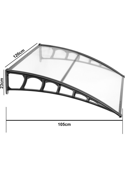 4A - Lupin Orta Alüminyum Bar Destekli Kapı Üstü Pratik Sundurma 105X120 Şeffaf