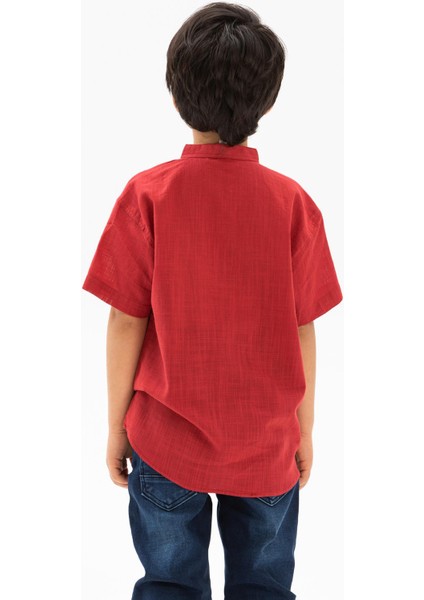 Kısa Kol Bodrum Erkek Çocuk T-Shirt Kırmızı