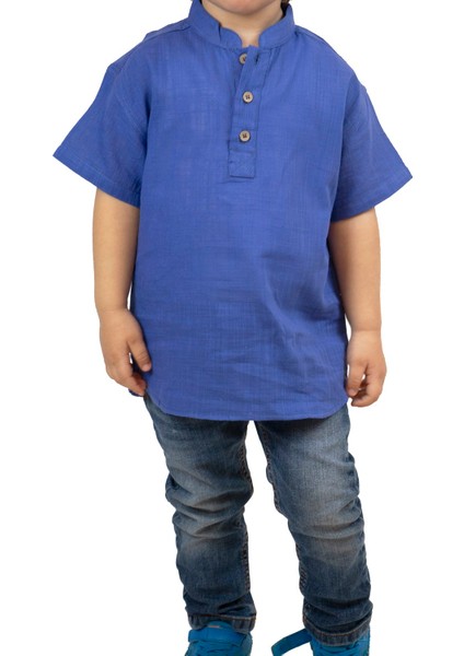 Kısa Kol Bodrum Erkek Çocuk T-Shirt Saks