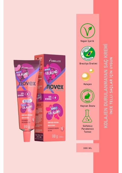 Collagen Infusion Ince Telli Saçlar Için Durulanmayan Saç Bakım Kremi 80G