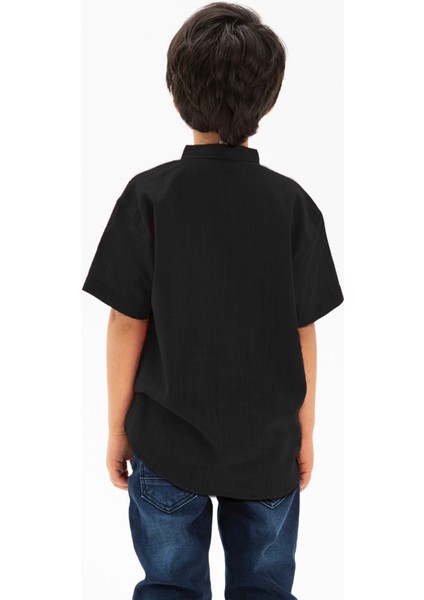 Kısa Kol Şile Bezi Bodrum Erkek Çocuk Tshirt Siyah 3003 fiyatları