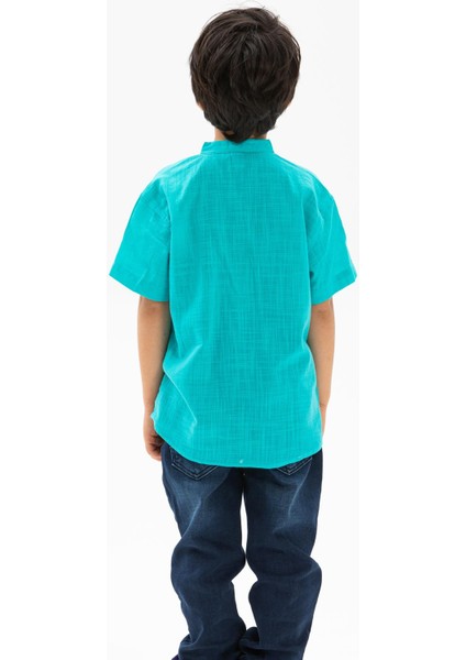 Kısa Kol Bodrum Erkek Çocuk T-Shirt Turkuaz