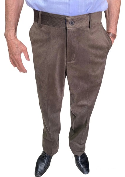Classic Regular Erkek Kadife Pantolon Büyük Beden Klasik Rahat Kalıp Polarlı Kışlık Baba Kadife fiyatları
