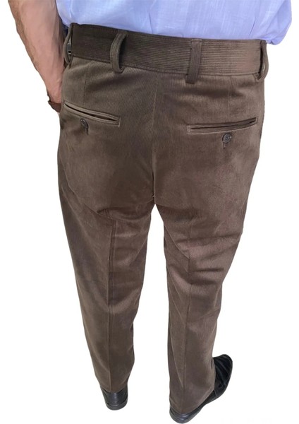 Classic Regular Erkek Kadife Pantolon Büyük Beden Klasik Rahat Kalıp Polarlı Kışlık Baba Kadife fırsatları