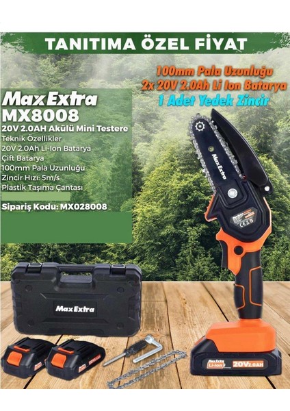 Max Extra MX8008 Akülü Mini Testere 20 V. 2.0 Ah