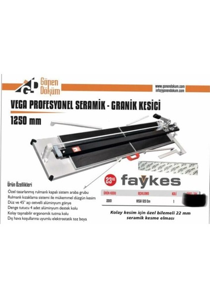 Faykes 125 cm Vega Profesyonel Seramik Granit Kesici