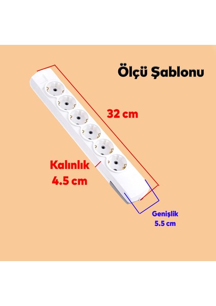 Kablosuz Klemensli 6'lı Grup Priz Fiş Priz Topraklı Çoklu Çoğaltıcı Altılı Kablosuz Asmalı