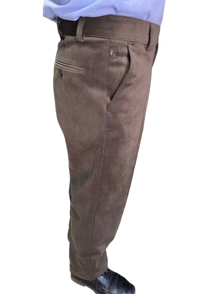 Classic Regular Erkek Kadife Pantolon Büyük Beden Klasik Rahat Kalıp Polarlı Kışlık Baba Kadife modelleri