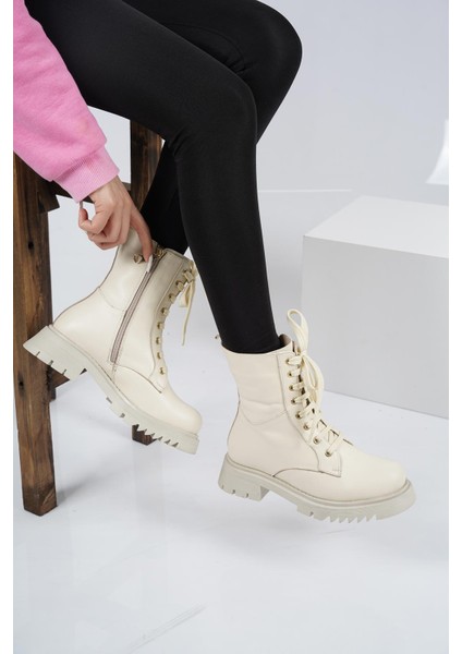 Deri Bej Kadın Postal Bot 212127201 modelleri