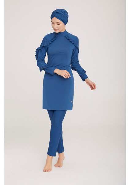 Fırfır Tasarım Likralı Tam Kapalı Tesettür Mayo Mırına 4104 Petrol fiyatları