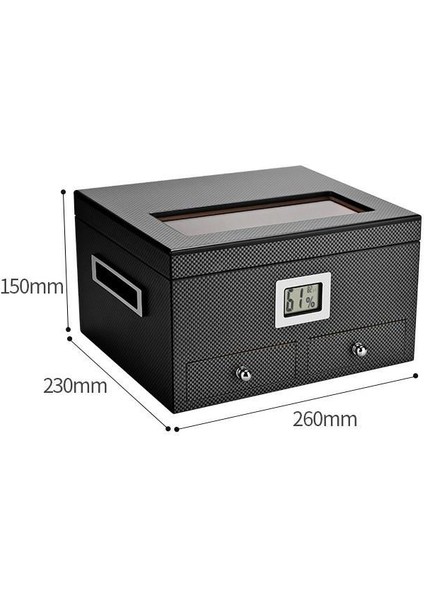 Sedir Ağacı Camlı Karbon Fiber Çekmeceli Humidor Puro Kutusu RD13 modelleri