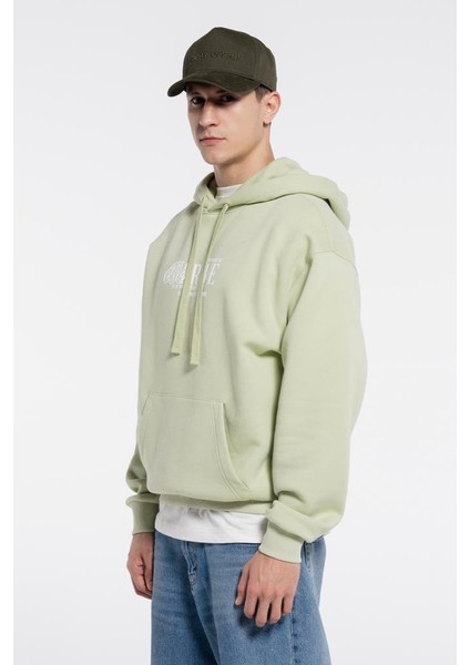 Friday Offset Candela Erkek Açık Yeşil Kanguru Cepli Kapüşonlu Ekstra Oversize Sweatshirt Hoodie Şardonlu