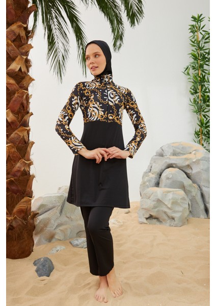 Likralı Tam Kapalı Tesettür Mayo Deniz Mayosu T2123-24 modelleri