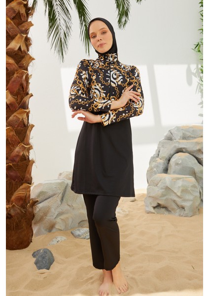 Likralı Tam Kapalı Tesettür Mayo Deniz Mayosu T2123-24 indirimleri