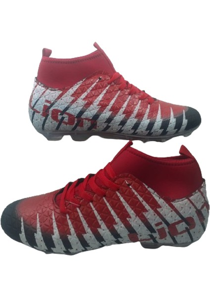 Erkek Siyah-Kırmızı Çoraplı Krampon Futbol Ayakkabı FLION5698-910