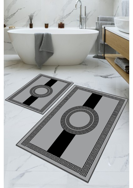 Dijital Baskılı Yıkanabilir Kaymaz Kaydırmaz Dot Taban Dekoratif Modern Banyo Paspas TAKIMI(BPS-865)