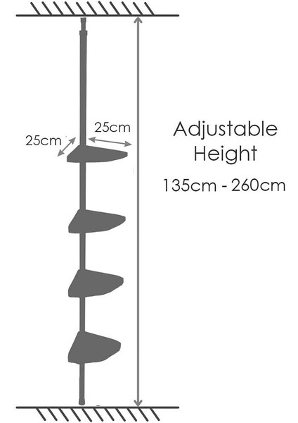 KOLAY MONTAJ, METAL BORULU, YAYLI BANYO KÖŞE SETİ - BEYAZ (135 cm - 260 cm arası uygulanabilir)