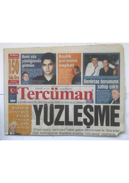 Tercüman Gazetesi 23 Eylül 2004 - Hırıstiyan Demokratlar Da Zina Için Ceza Istiyor GZ7461