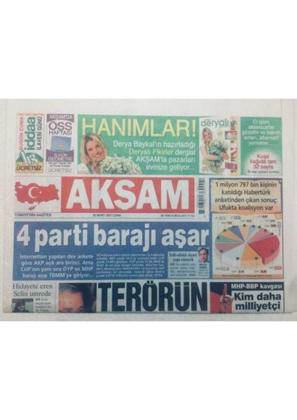Akşam Gazetesi - 30 Mart 2007 - Çıplak Manken Hidayete Erdi, Kayahan Allah Nilüfere Akıl Fikir Versin GZ46814