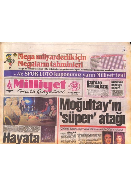 Milliyet Halk Gazetesi 22 Şubat 1993 - Beşiktaş Son Nefeste - Çağların Okulu Batıyor GZ132579