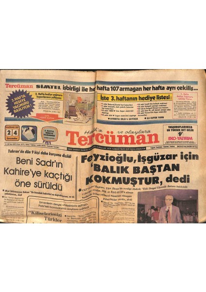 Tercüman Gazetesi 24 Haziran 1981 - Tahranda Dün 9 Kişiyi Daha Kurşuna Dizdiler - Gazeteci Hikmet Çetinkaya Gözaltına Alındı GZ132324