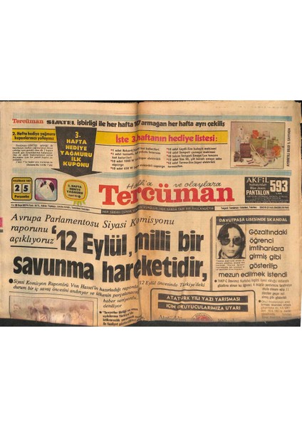 Tercüman Gazetesi 15 Haziran 1981 - Marmaris Yunan Yatlarının Istilasına Uğradı - Celal Bayar Atatürk ve Inönüyü Anlatıyor GZ132323
