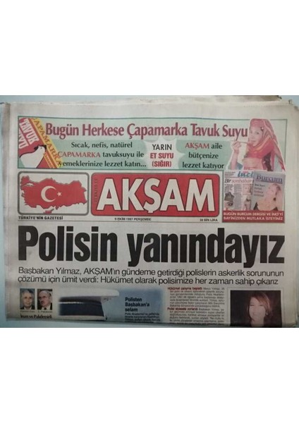 Akşam Gazetesi 9 Ekim 1997 Tansu Çiller Bizi Kimse Susturup Sindiremez -GZ37838