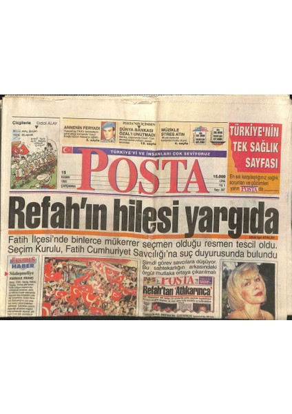 Posta Gazetesi 15 Kasım 1995 - Dünya Bankası Özalı Unutmadı - Çiller , Alpaslana Özendi GZ123096