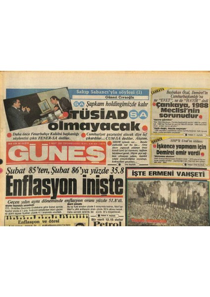 Güneş Gazetesi 5 Mart 1986 - Mustafa Olgunun Yaptığı Yemekleri Yiyen Kemal Sunal ve Şener Şen , Bu Yemeklerle Kilo Almamak Elde Değil Dediler GZ127588