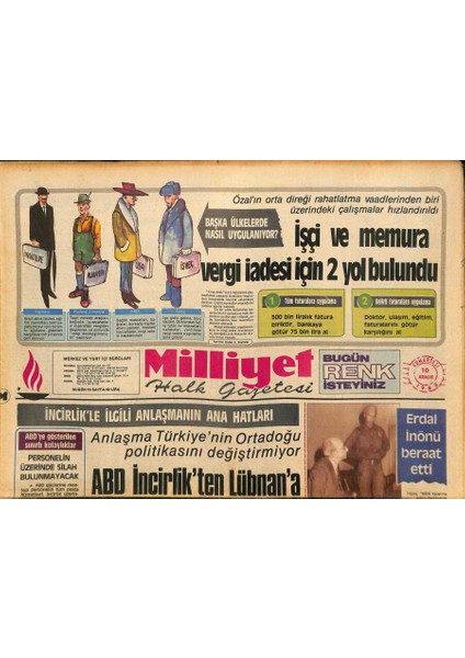 Milliyet Halk Gazetesi 10 Aralık 1983 - Abd Incirlikten Lübnana Silah Ikmali Yapmayacak - Fenerbahçede Başkan Bugün Belli Oluyor Gz126069