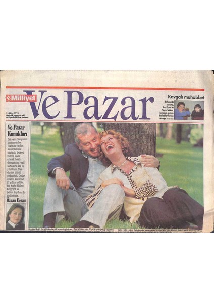 Milliyet Gazetesi ve Pazar Eki 15 Ekim 1995 - Hülya Koçyiğit ve Selim Soydan Ilk Evlilik Günlerinde Birbirlerine Hasret Yaşadılar GZ132795