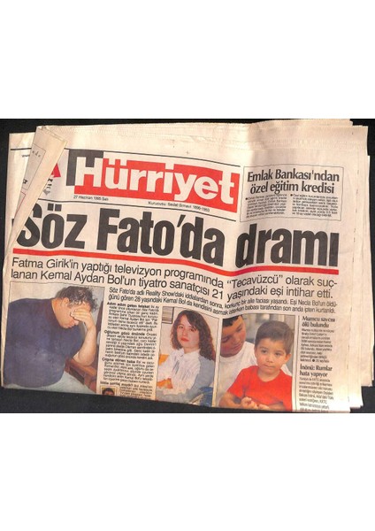 Hürriyet Gazetesi 27 Haziran 1995 - Söz Fatma Girikten - Emlak Bankasından Özel Eğitim Kredisi GZ132935
