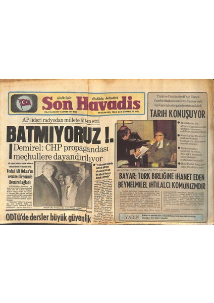 Son Havadis Gazetesi 6 Aralık 1977 - Trabzonspor Eskiye Döndü - Füsun Önal Tv Teklifini Reddetti - Türkan Şoray Hayatını Anlatıyor GZ132675