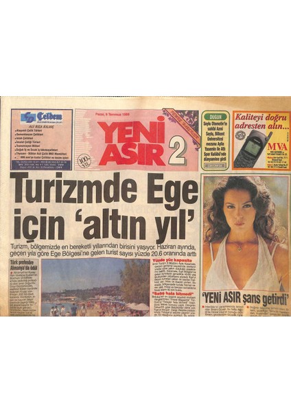 Yeni Asır Gazetesi 9 Temmuz 1995 - Türk Profesör Almanyada Ödül Aldı - Turizmde Ege Için Altın Yıl GZ132255
