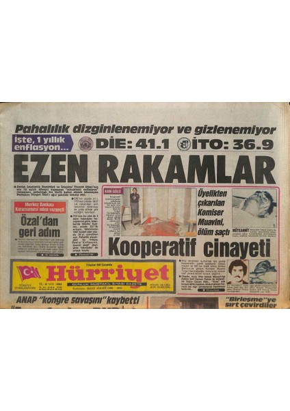 Hürriyet Gazetesi 3 Haziran 1987 - Bağımsızlar , Anapı Içinden Vurma Hazırlığında - Merkez Bankası Kararnamesinden Vazgeçti GZ132973
