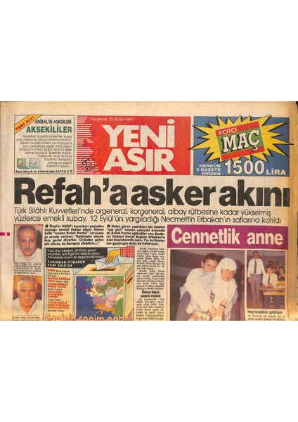 Yeni Asır Gazetesi 23 Eylül 1991 - Dypli Sakıcı Rakibine Silah Çekti - Otobüs Firması Fiyatlarını Düşürünce Rakip Firmayla Kanlı Bıçaklı Kavga Etti Gz132317