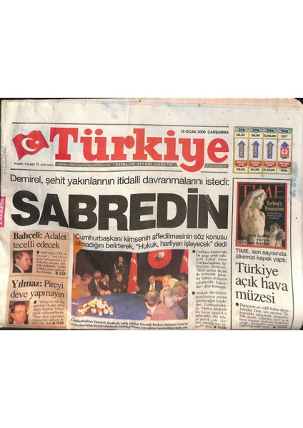 Türkiye Gazetesi 19 Ocak 2000 - Lideri Öldürülen Hizbullah Örgütüne Operasyonlar Derinleşiyor - Bahçeli Adalet Mutlaka Yerini Gelecek GZ132400