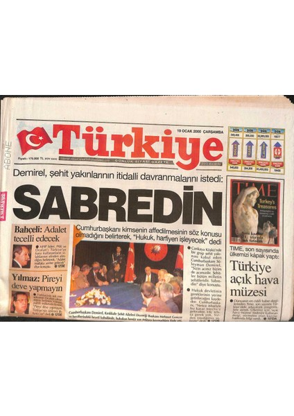 Türkiye Gazetesi 19 Ocak 2000 - Ruslar, Caharkalenin Merkezine Ilerliyor - Lideri Öldürülen Hizbullah Örgütüne Operasyonlar Derinleşiyor Gz132387