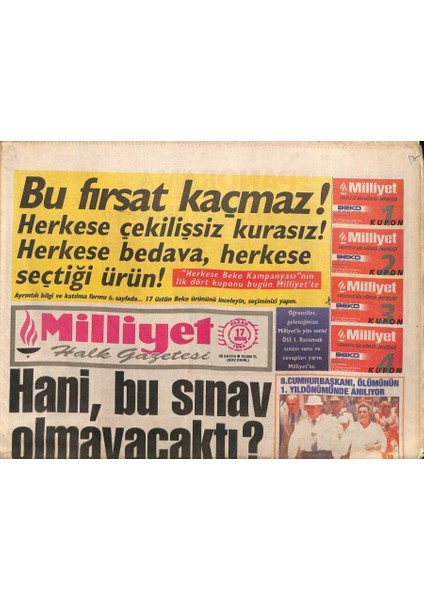 Milliyet Halk Gazetesi 17 Nisan 1994 - Ardeşen Silah Fabrikasında Çiller Için Atmaca 58 Marka Silah Üretildi Gz96452