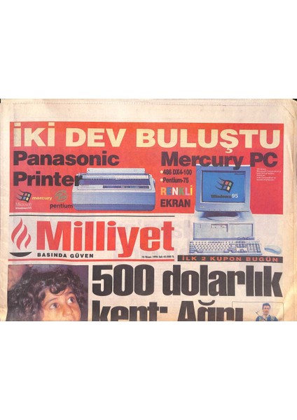 Milliyet Gazetesi 16 Nisan 1996 - Özal Borç Batağında - Fenerbahçede Rota Kupa GZ132833