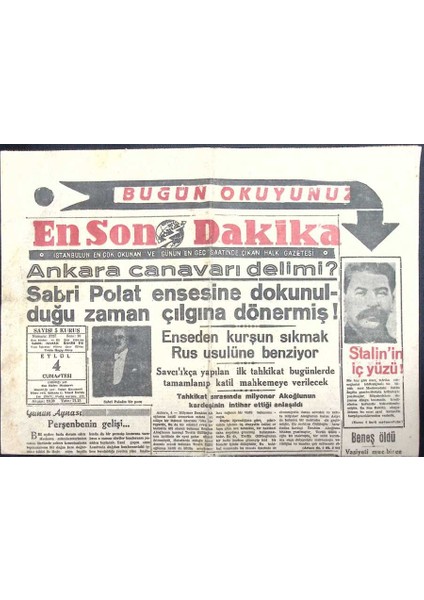 En Son Dakika 3 Eylül 1948 - Ankara Canavarı Delimi, Stalinin Iç Yüzü, Hitler Yahudi Miydi? GZ122382