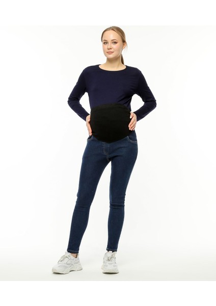 Bilekte Dar Paça Hamile Kot Pantolon
