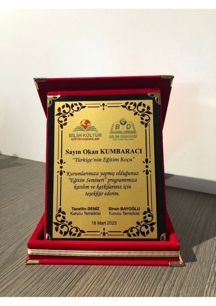 Plaketkadifekutulukişiyeözel Baskılı