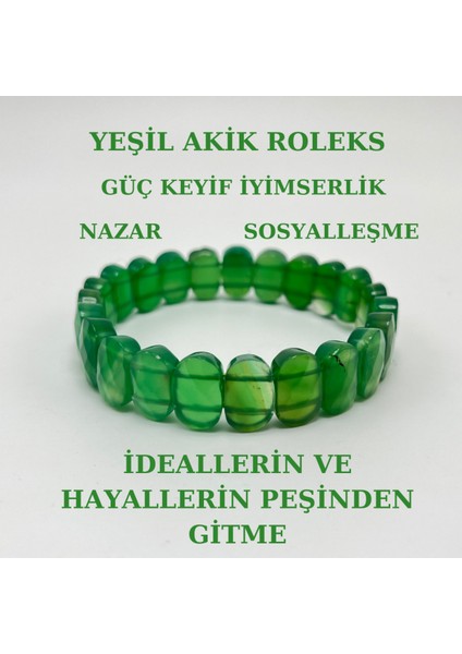 Yeşil Akik Doğal Taş Roleks Bileklik