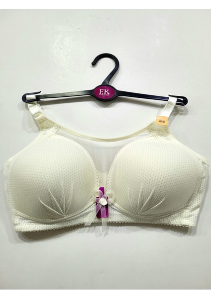 Önü Tül Detaylı Toparlayıcı Sütyen-Ecru