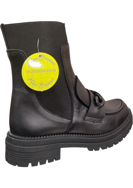 5285 Topuklu Tokalı Deri Maskülen Kadın Bot modelleri