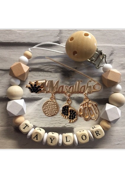 Isimli Bebek Emzik Zinciri ve Bebek Yaka Iğne Seti BEZYI1037