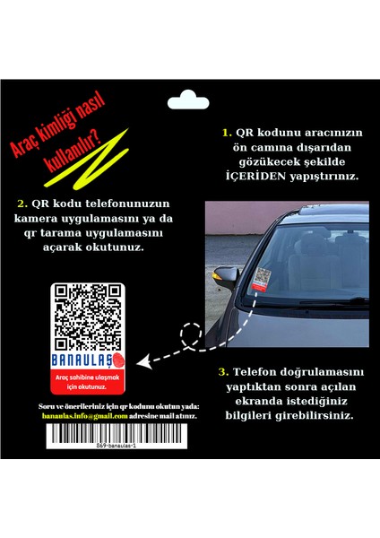 BANAULAS Qr Kodlu Araç Kimliği (ARAÇ QR KODU, DİJİTAL ARAÇ NUMARALIĞI)