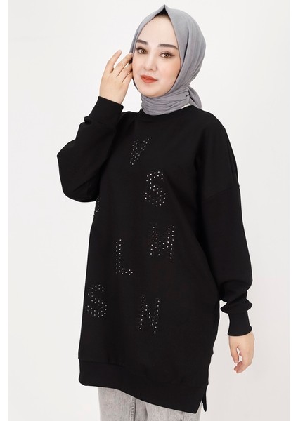 10347 2 Ip Taş Baskılı Sweatshirt